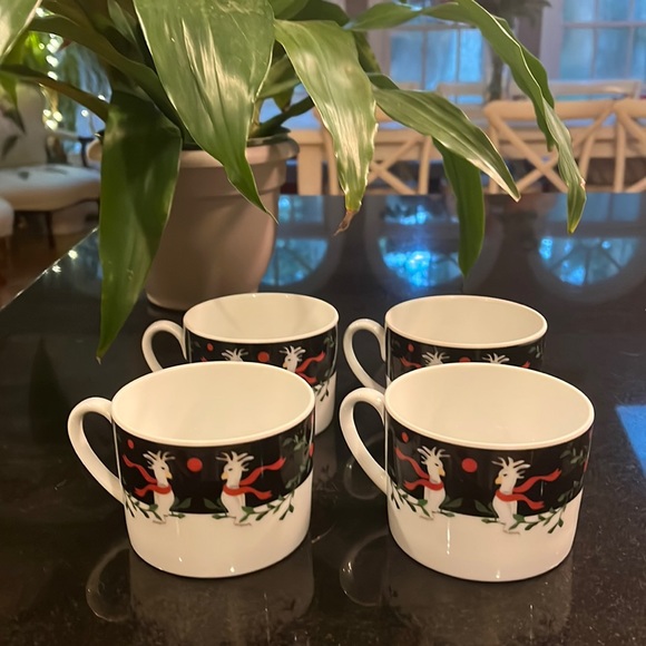 Cocky Twos Holiday Cup & Saucer - Bridget Dobson - Set of 4 - Picture 4 of 13